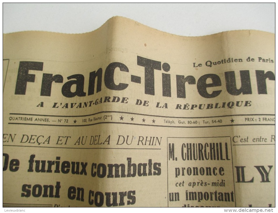 Journal/"Franc-Tireur"/à L´avant Garde De La République/Le Quotidien De Paris/Le Général De Gaulle /27 Sept1944   VJ98 - Autres & Non Classés