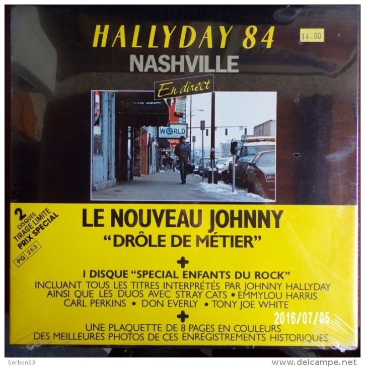 JOHNNY HALLYDAY 33 TOURS - 2 DISQUES SOUS BLISTER D'ORIGINE VINYLE 1984 NEUFS AVEC PLAQUETTE 8 PAGES NASHVILLE EN DIRECT - Jazz