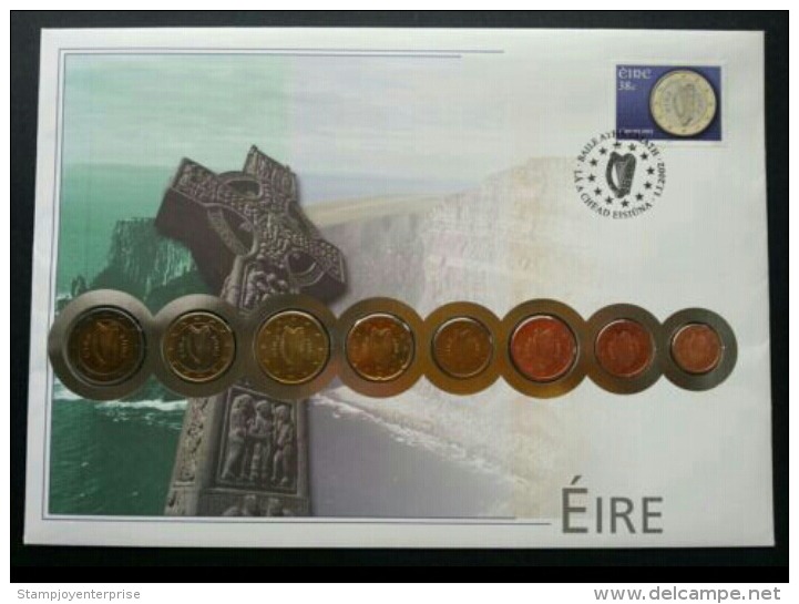 Ireland Euro Coin 2002 Bank Currency Money Building Landmark FDC (coin Cover) *rare - Covers & Documents