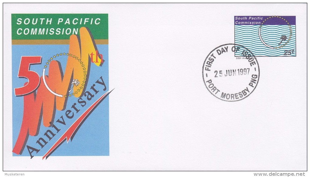 Papua New Guinea Postal Stationery Ganzsache Entier South Pacific Commission 50th Anniversary FDC Port Moseby 1997 - Papouasie-Nouvelle-Guinée