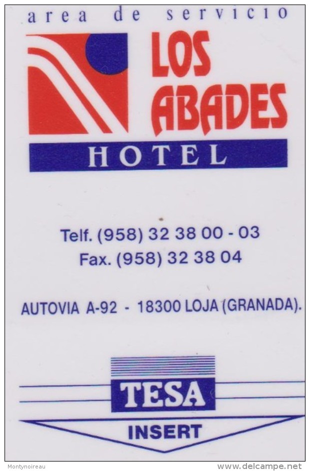 Carte  Clé  HOTEL   LOS   ABADES , Tesa   Insert   Granada , LOJA - Chiavi Di Alberghi