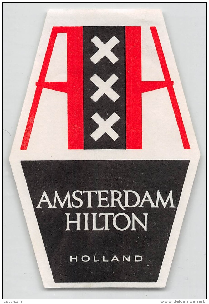 05860 "OLANDA - AMSTERDAM - HOTEL HILTON" ETICHETTA ORIGINALE - Etiquettes D'hotels
