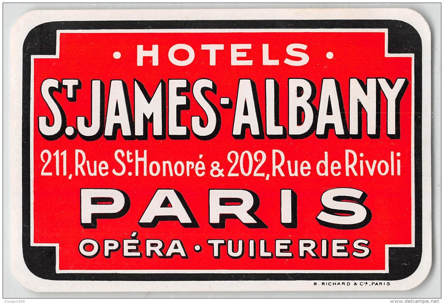 05862 "FRANCIA - PARIS - HOTELS  S.T JAMES - ALBANY" ETICHETTA ORIGINALE - Etiquettes D'hotels