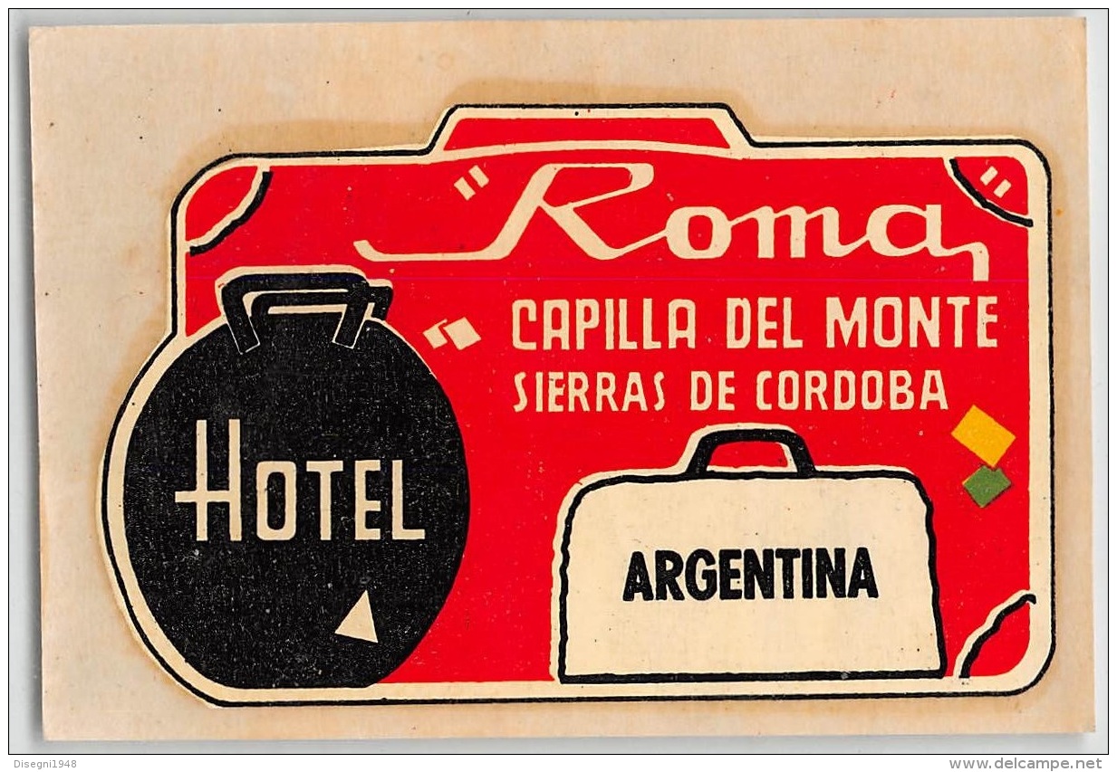 05864 "ARGENTINA - CAPILLA DEL MONTE - SIERRAS DE CORDOBA  - HOTEL ROMA" ETICHETTA ORIGINALE - Etiquettes D'hotels