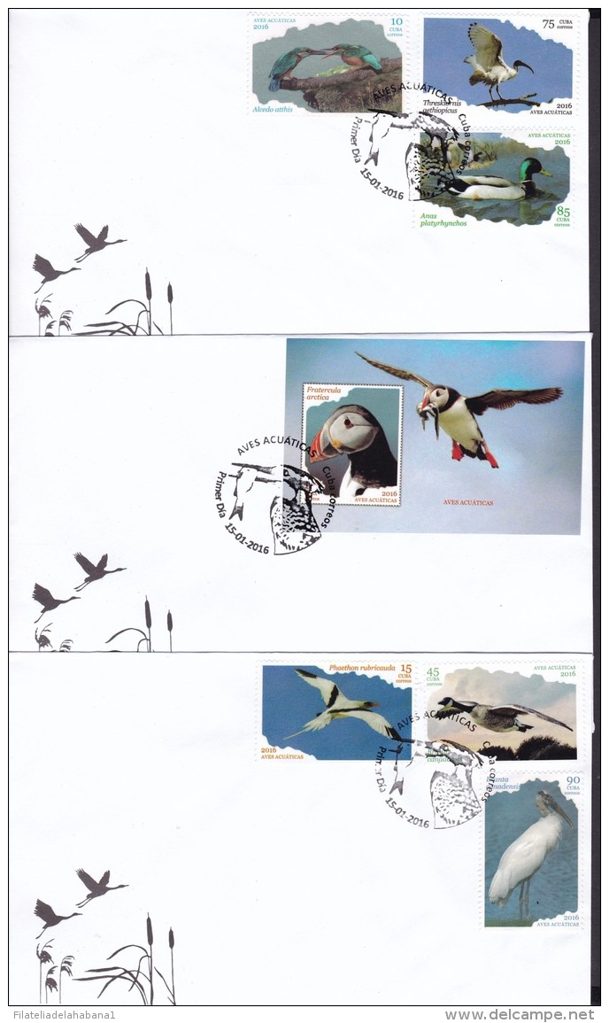 2016-FDC-30 CUBA 2016 MNH FDC. AVES ACUATICAS. SEA BIRD PAJAROS. - FDC