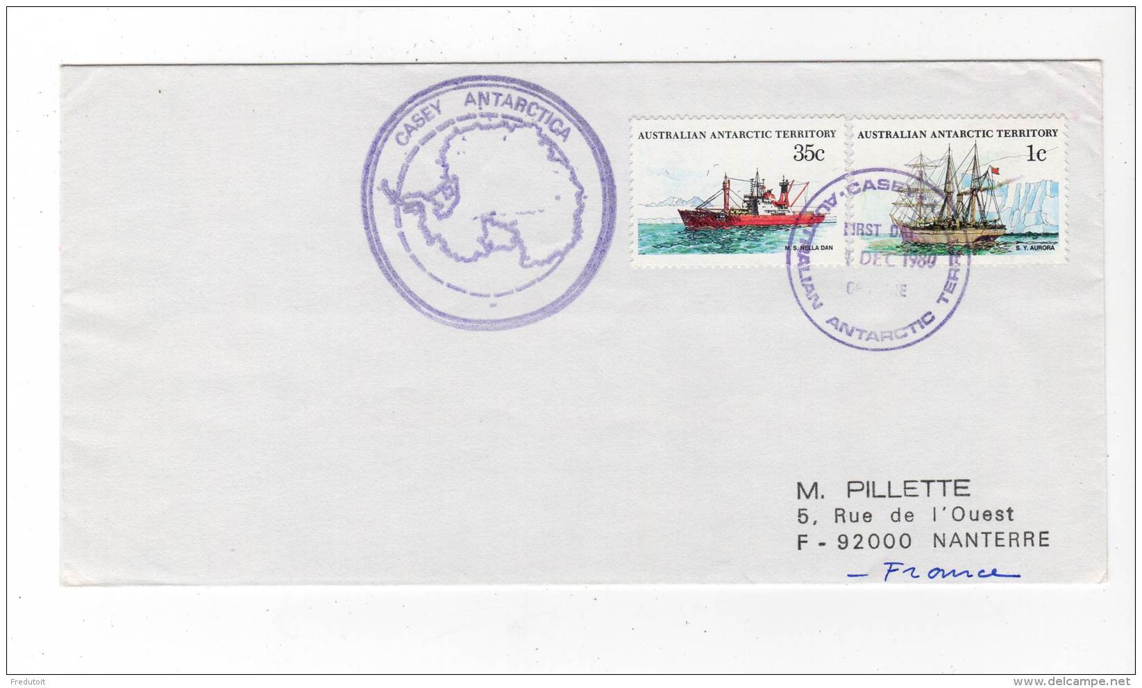 LETTRE - Australian Antarctic Territory -  CASEY : 01/12/1980 - Covers & Documents