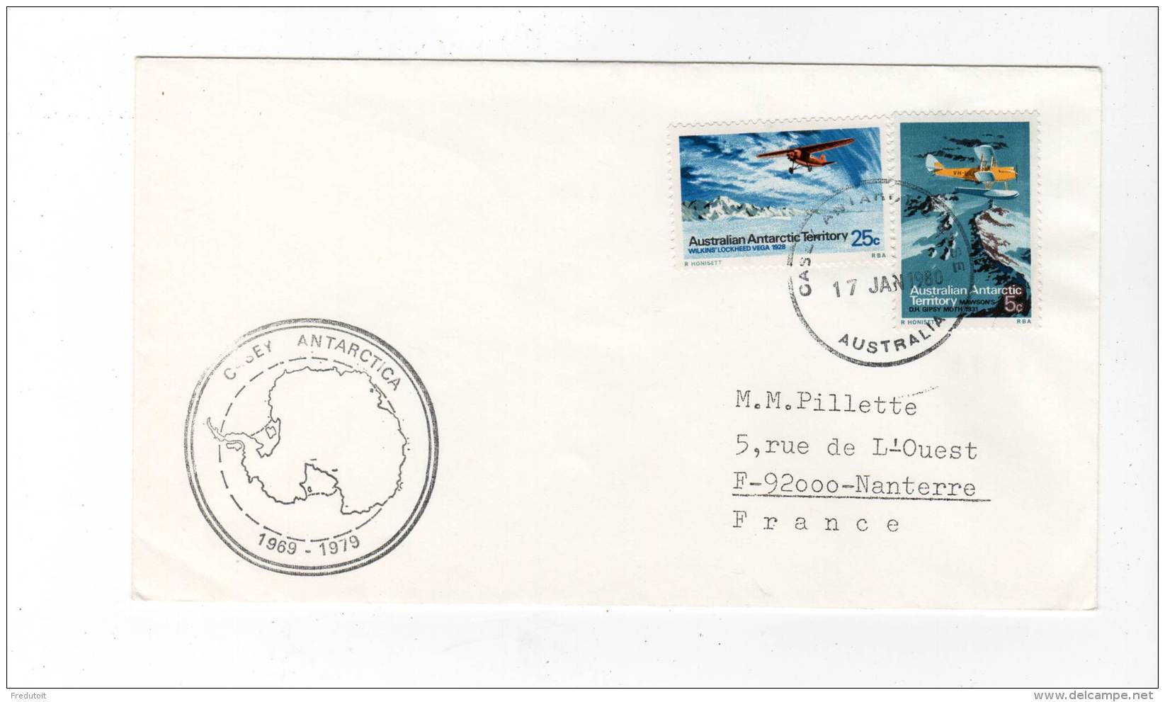 LETTRE - Australian Antarctic Territory -  CASEY : 17/01/1980 - Lettres & Documents