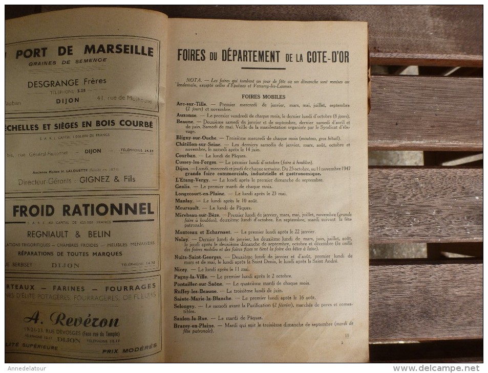 1947  ALMANACH : Foires En Côte D'Or;  Sampiero Corso (Corse); Théâtre,Cinéma, Music-Hall...etc - Autres & Non Classés