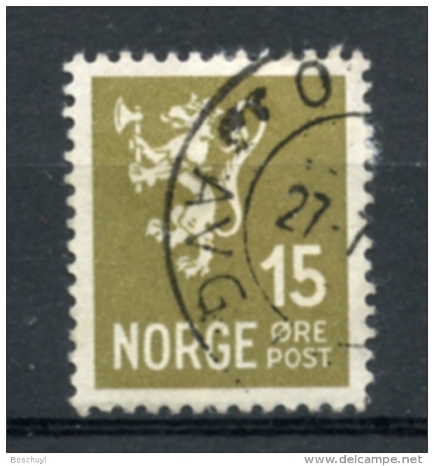 Norvege, Norway, Norge, 1937, Dark Oliv, Used, Michel 183b - Oblitérés