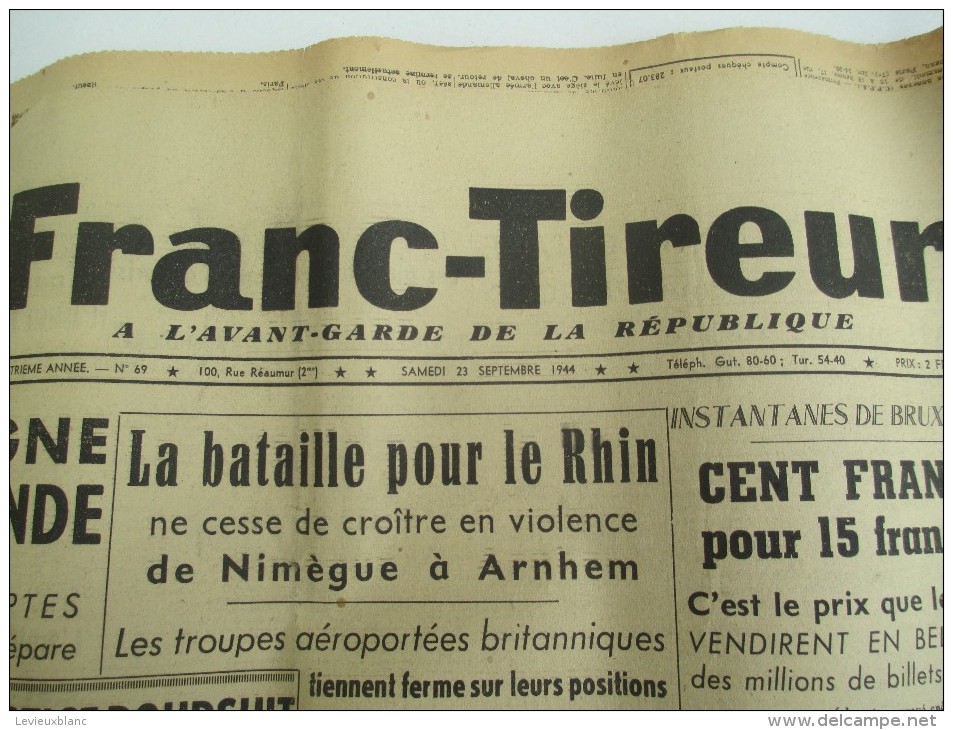 Journal/"Franc-Tireur"/à L´avant Garde De La République/En Allemagne La Révolte Gronde/23Sept 1944   VJ100 - 1939-45