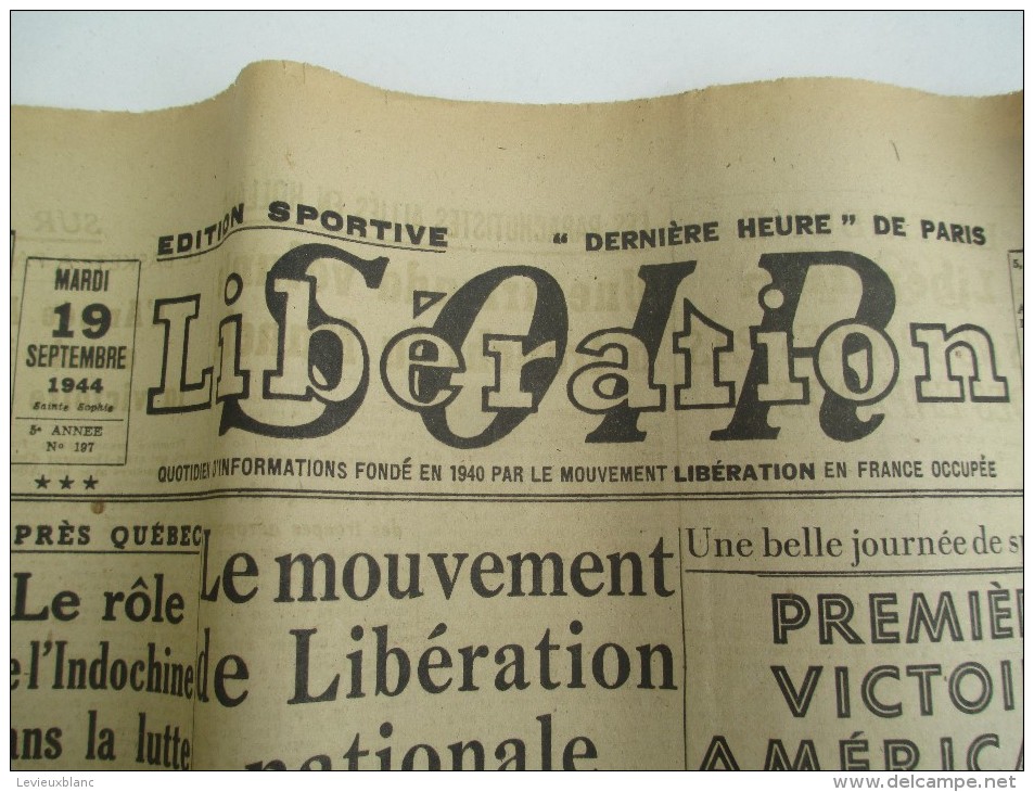 Journal/"Libération-Soir"/Derniére Heure De Paris/Le MLN Demande L'arrestation. De Pétain/19 Sept 1944  VJ103 - 1939-45