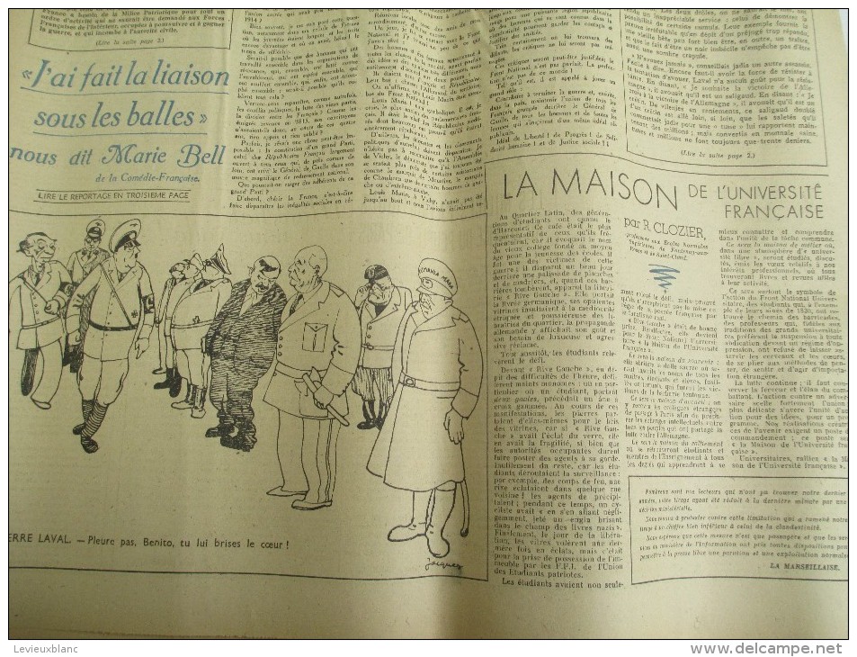 Journal/"La Marseillaise"/Libération & Indépendance De La Fr/Pour L'Union Des Français /21  Sept 1944  VJ104 - 1939-45