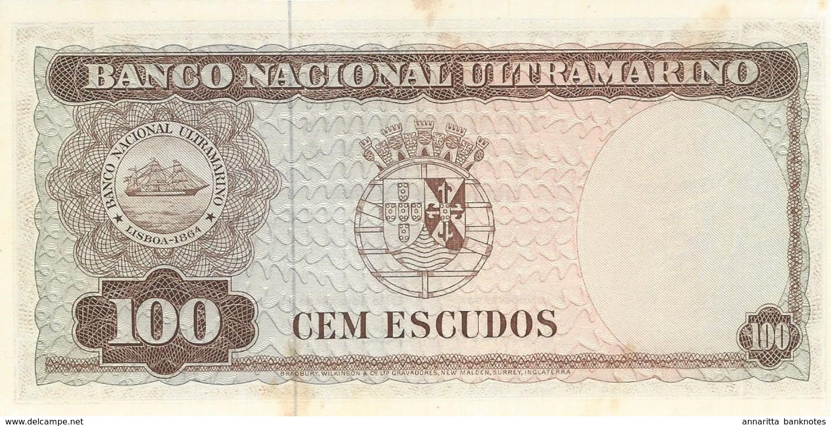 TIMOR 100 ESCUDOS 1963 P-28 AU/UNC WITH MINOR STAINS [ TL28 ] - Timor