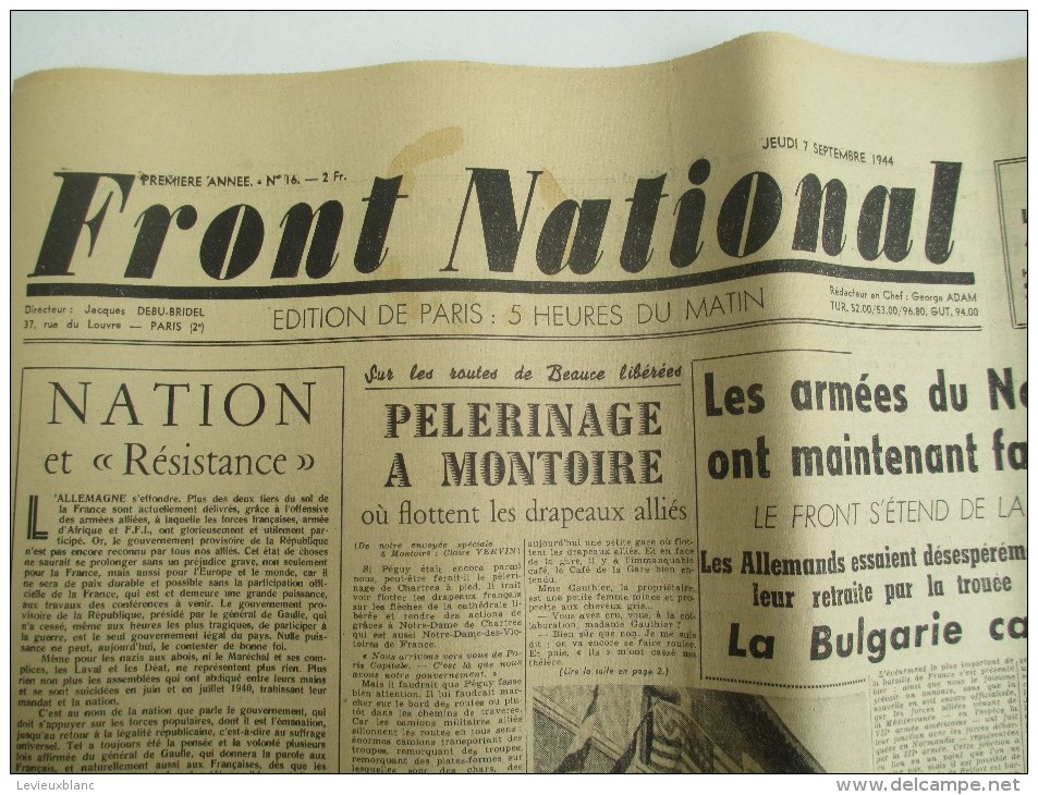 Journal/"Front National "/Edition De Paris Les Armées Du Nord Et Du Midi Ont Fait Leur Jonction/7  Sept 1944  VJ106 - 1939-45
