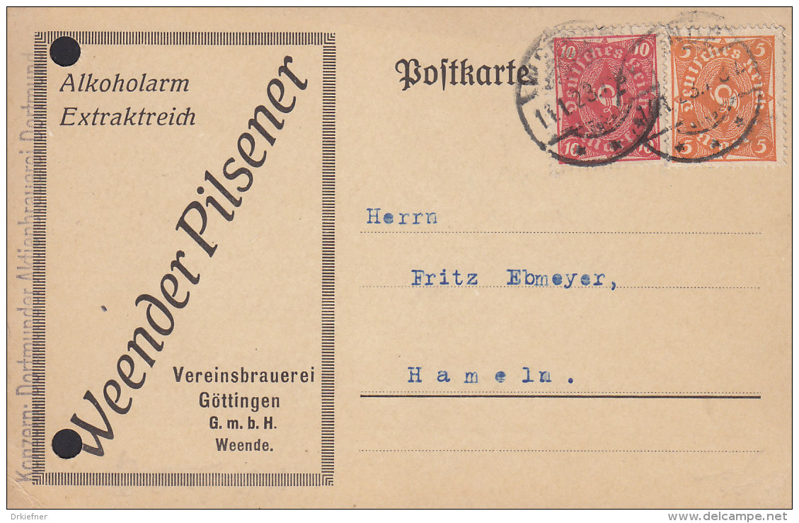 INFLA: DR 206, 227 A MiF., Der Fa. Weender Pilsener Vereinsbrauerei Göättingen, Mit Stempel: Weende 14.1.1923 - Sonstige & Ohne Zuordnung