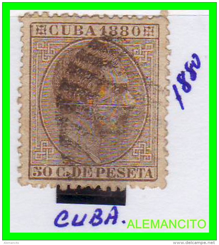 ESPAÑA  COLONIA ESPAÑOLA  CUBA  ( EUROPA ) &mdash; SELLO  0.50 C. DE PESETA   AÑO 1880 - Kuba (1874-1898)