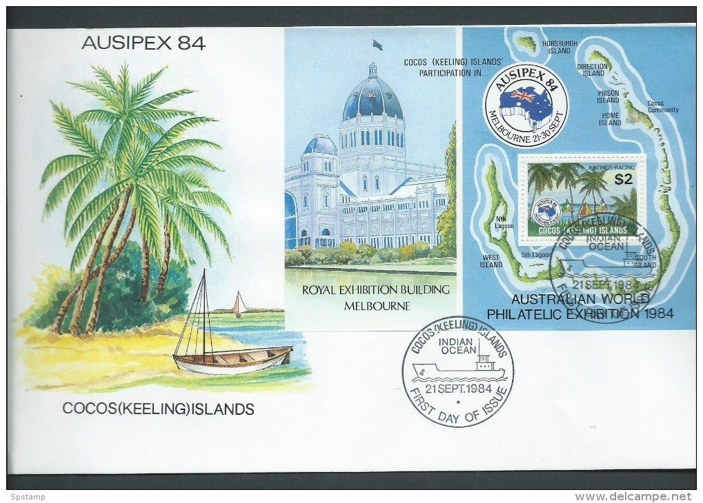 Cocos Keeling Island 1984 Ausipex Miniature Sheet On FDC Official Unaddressed - Cocos (Keeling) Islands