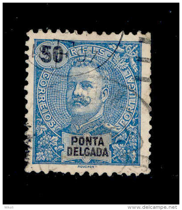 ! ! Ponta Delgada - 1897 D. Carlos 50 R - Af. 19 - Used - Ponta Delgada