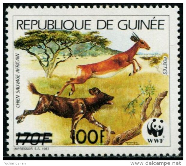 BD0257 Guinea 1991 Endangered Animals 1v Overprint MNH - Ongebruikt