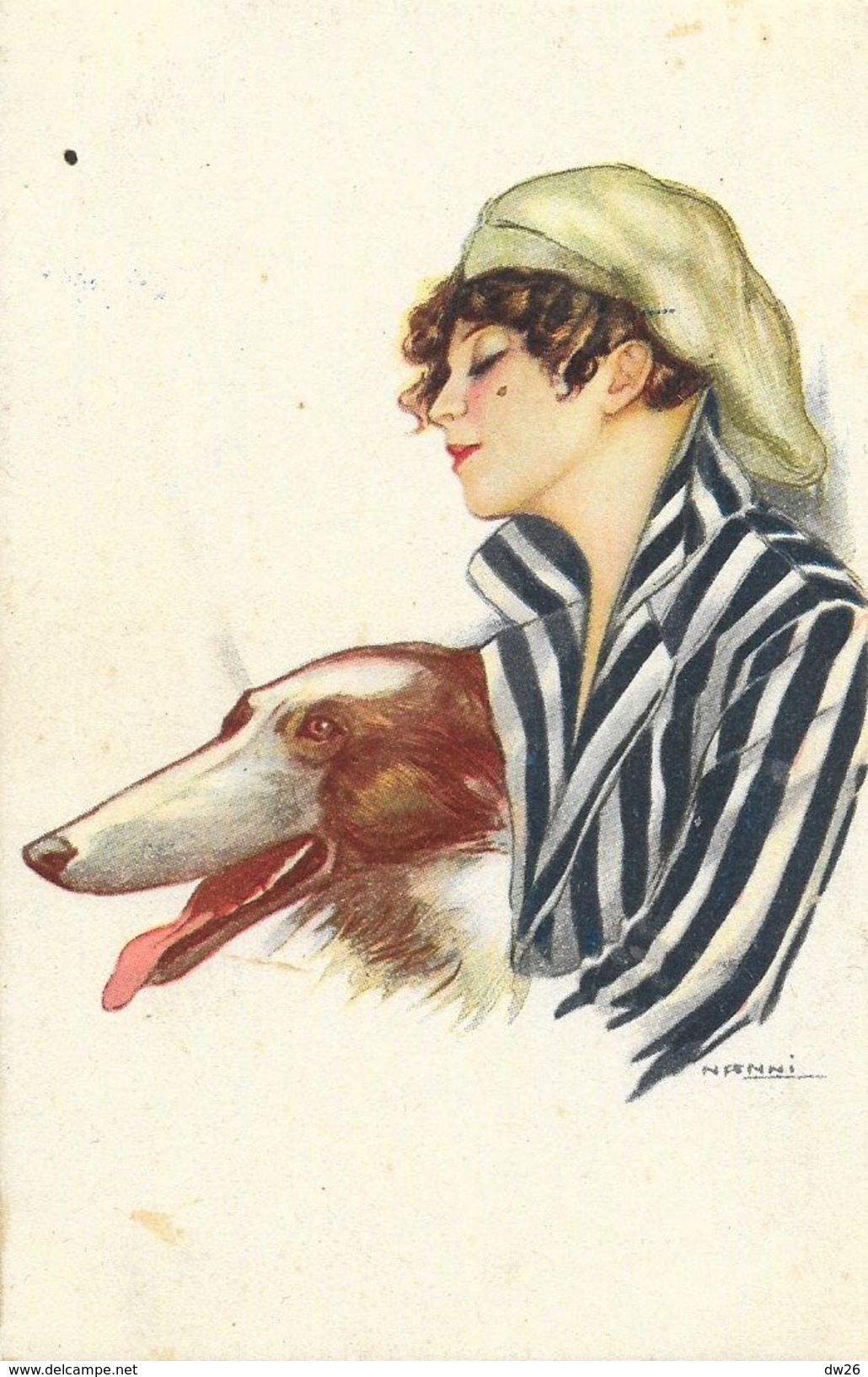Illustration Nanni - Femme Au Chien (Lévrier) - Carte N°47 Non Circulée - Nanni