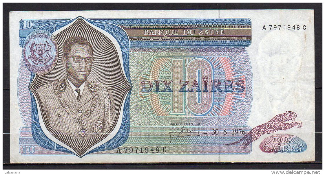 Zaïre Billet De 10 Zaïres 1976 A797C - Zaïre