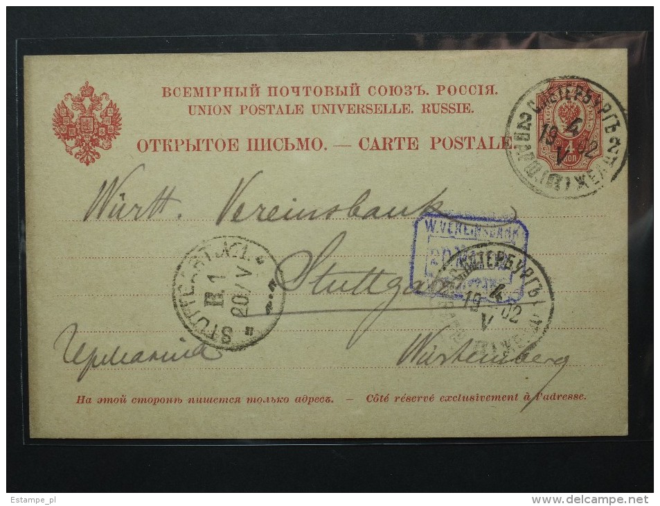 Russie - Russia - Entier Privé Crédit Lyonnais Bank Saint Pétersbourg Pour Stuttgard 1902 (901) - Briefe U. Dokumente