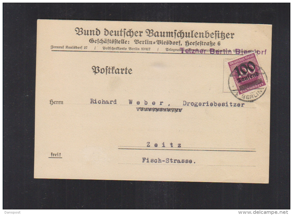 Dt. Reich PK 1923 Bund Deutscher Baumschulbesitzer - Briefe U. Dokumente