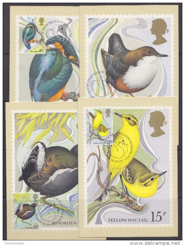 Great Britain 1980 Wild Birds 4v 4 Maxicards (30968) - Maximumkaarten