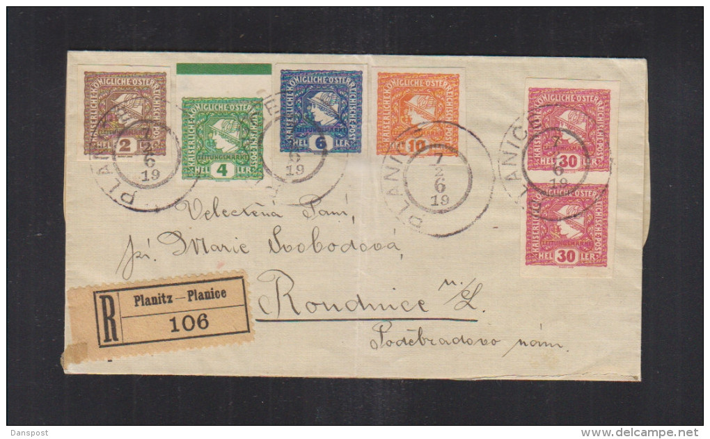 Österreich Tschechien Czechoslovakia R-Brief Planitz Planice Nach Roudnice - Briefe U. Dokumente