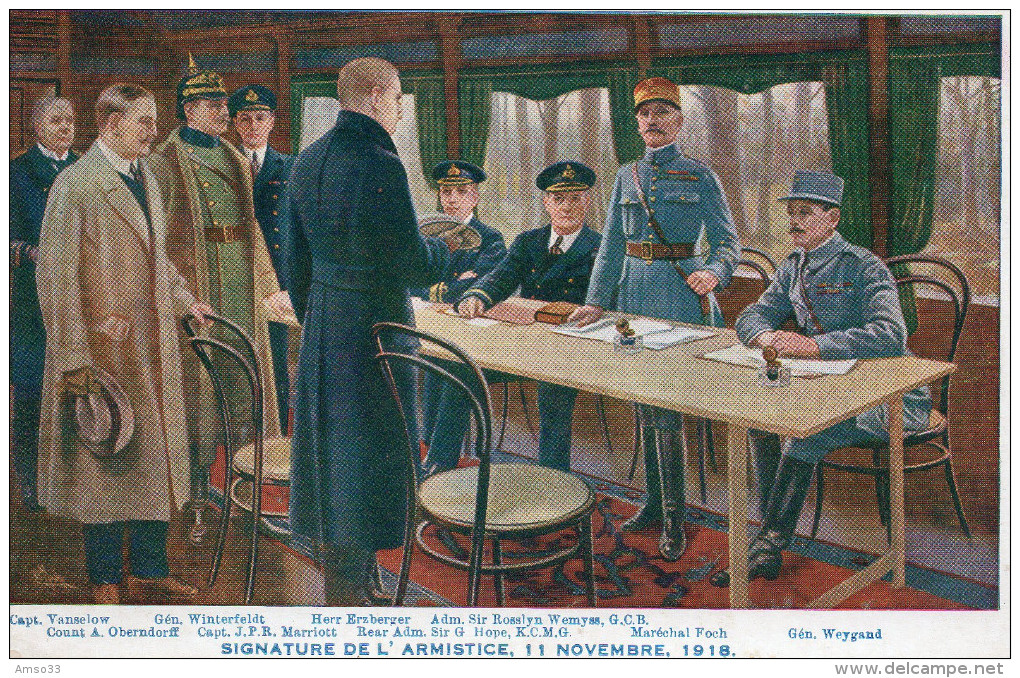 3830. CPA 60 COMPIEGNE. ILLUSTRATEUR WAGON DE L´ARMISTICE ET SIGNATAIRES - Compiegne