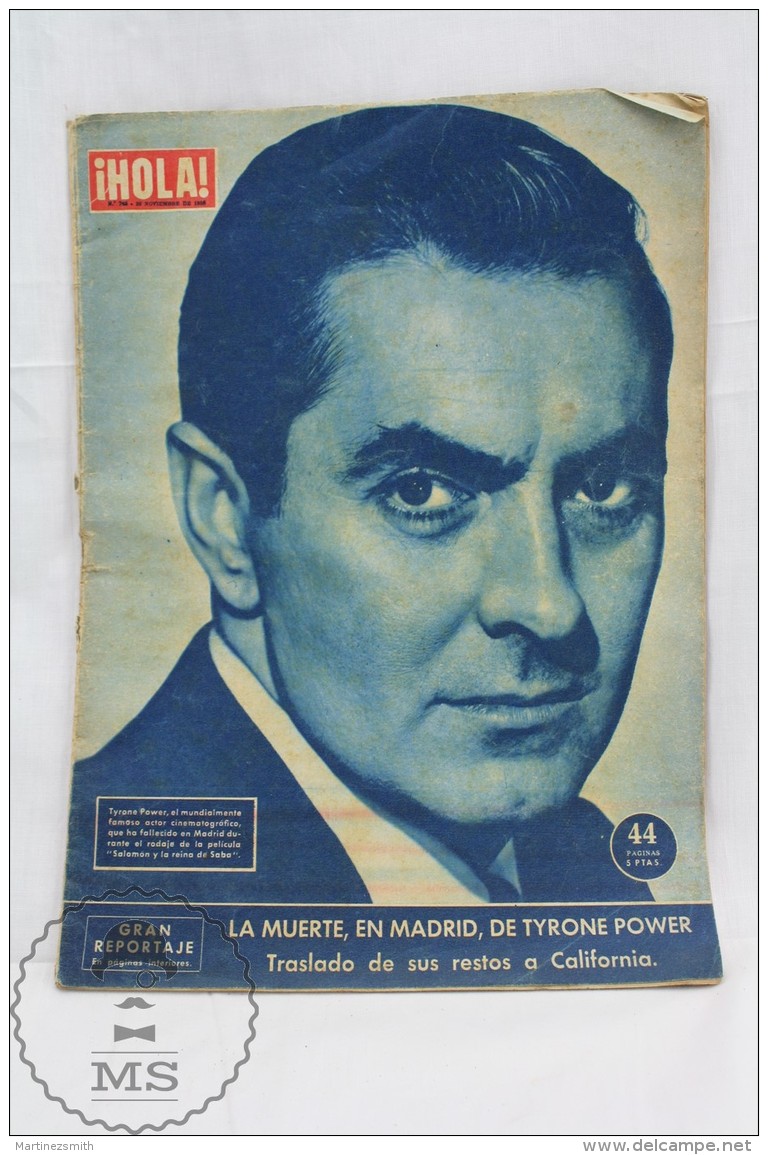 Spanish HOLA Magazine From 1958 - All About Tyrone Power Death In Madrid - Magazines