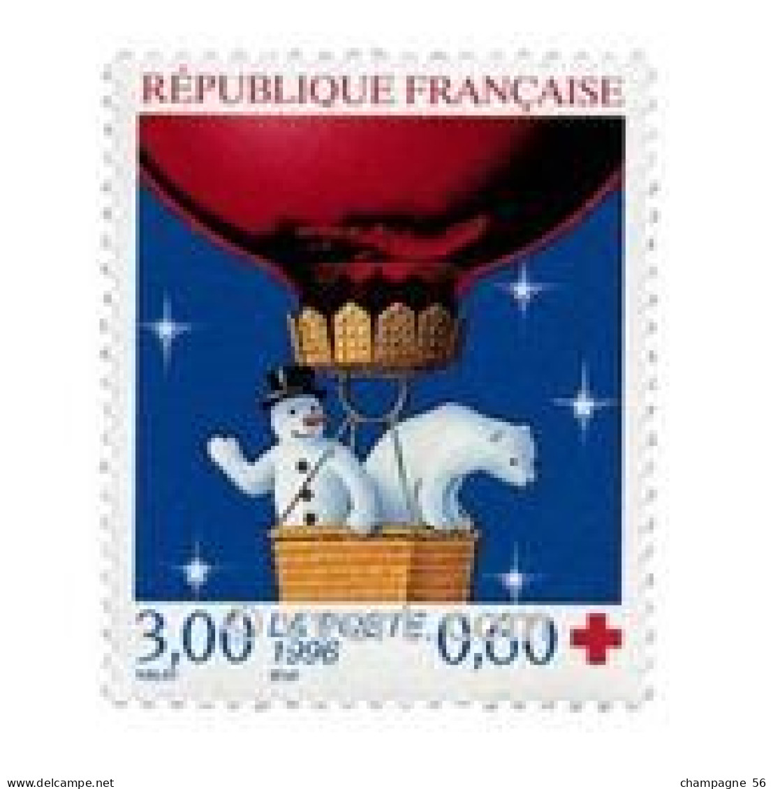 VARIETES FRANCE  1996 N° 3039A  CROIX ROUGE OURS BLANC 09.09.1997   OBLITÉRÉ MARGE