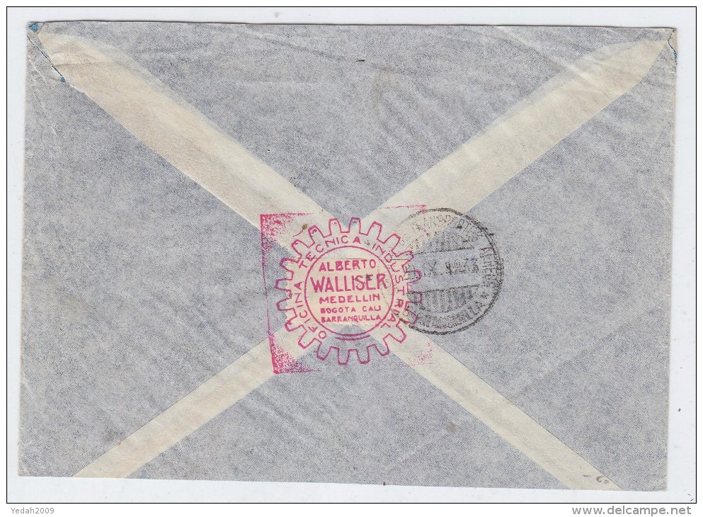 Colombia/Switzerland "POR AVION DIRECTO" AIRMAIL COVER 1933 - Colombia