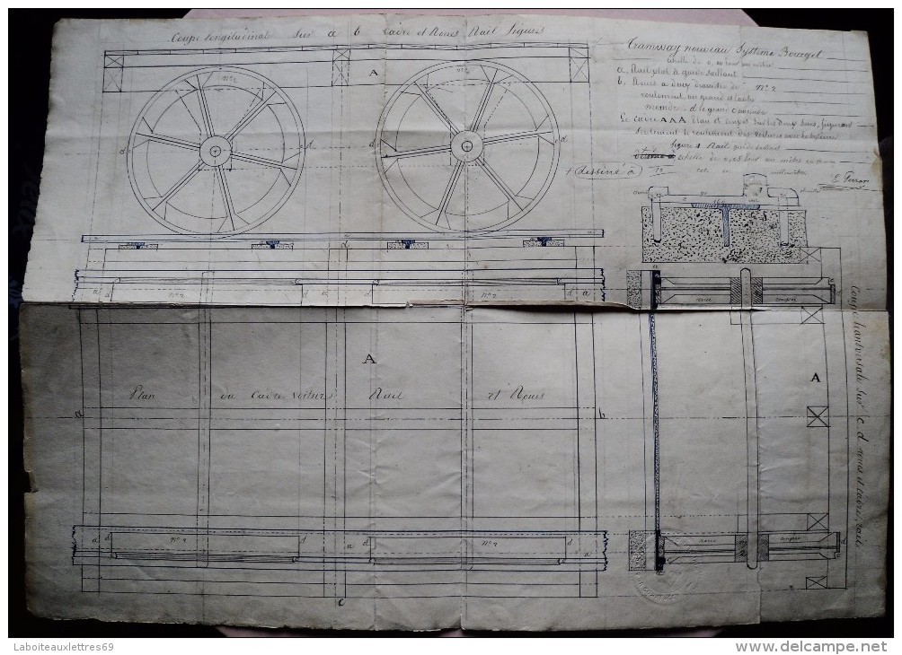 LOT 6 BREVETS D'INVENTION MR BOURGET 1877-TRAMWAY A ROUES, A RAILS PLATS - PLANS - Machines