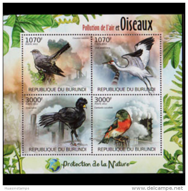 BURUNDI 2012 - Scott# 1122 S/S Birds-Pollution MNH - Unused Stamps