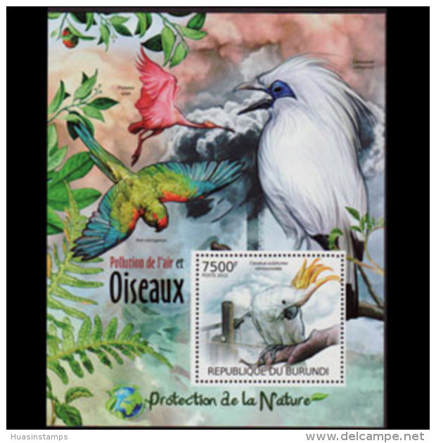 BURUNDI 2012 - Scott# 1142 S/S Parrot-Pollution MNH - Unused Stamps