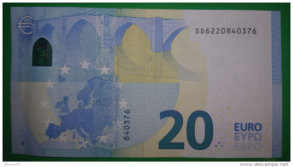 20 EURO S006F3 Draghi Italy Serie SD Perfect  UNC - 20 Euro