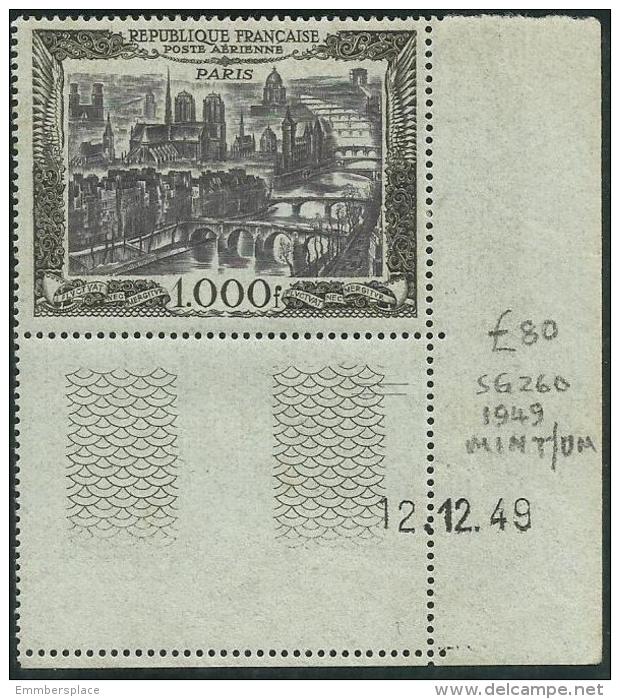 France - 1950 View Of Paris 1000fr MNH ** (1st Printing - 1949 Coin Date)    SG 1059  Sc C27 - 1927-1959 Mint/hinged