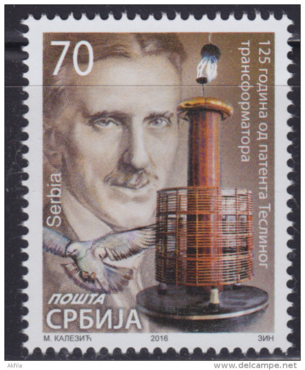 Serbia 2016 125 Years Of The Tesla´s Transformator Patent (125 Anni Da Quando Brevetto Trasformatore Di Tesla), MNH (**) - Serbia