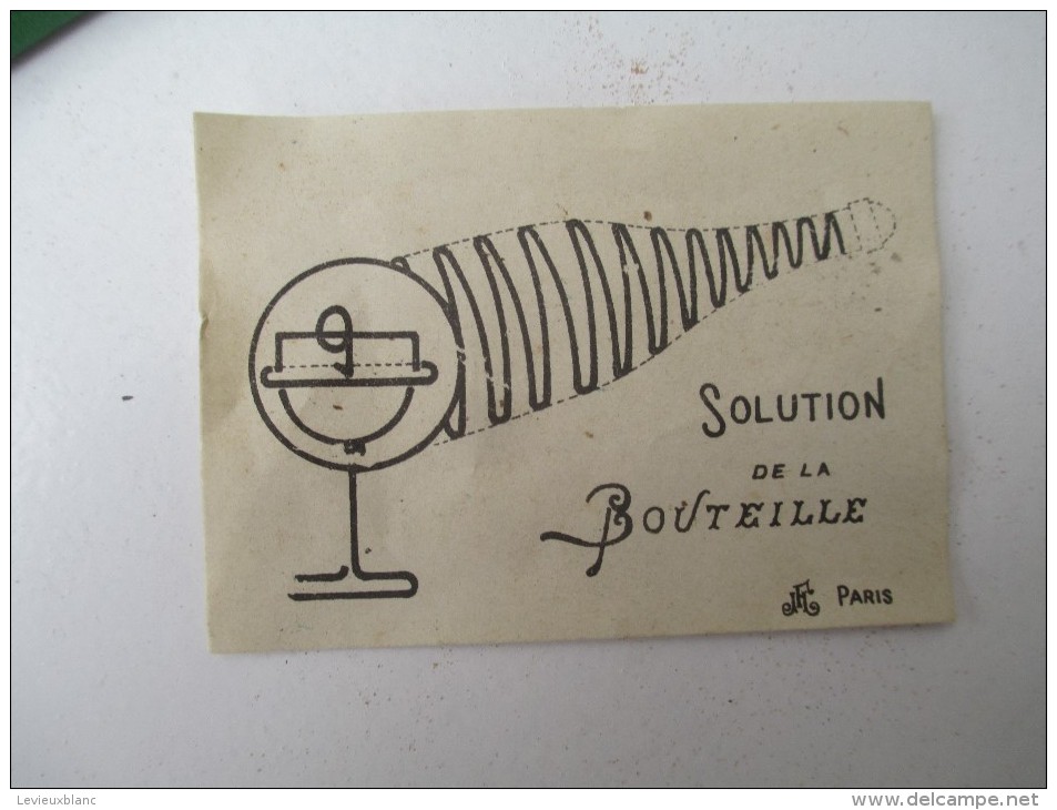 Jeu Ancien/"La Bouteille Infernale "/Jeu De Société / Casse-tête Et Solution Du Jeu / Vers 1880-1900 JE170 - Casse-têtes