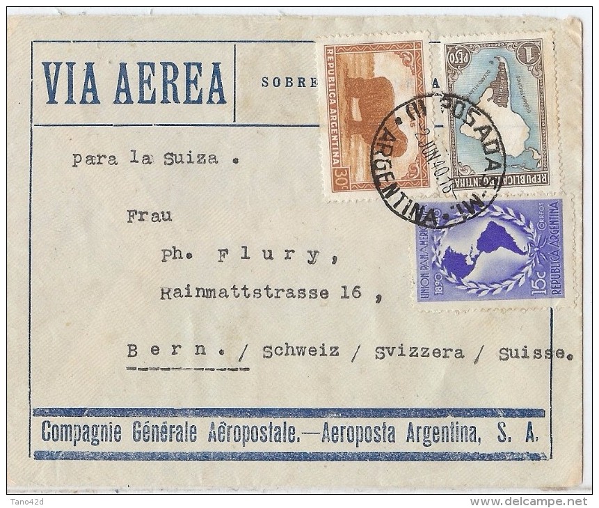 LTR11 - ARGENTINE VOL AEROPOSTAL POSADAS / BERNE 2/6/1940 - Lettres & Documents