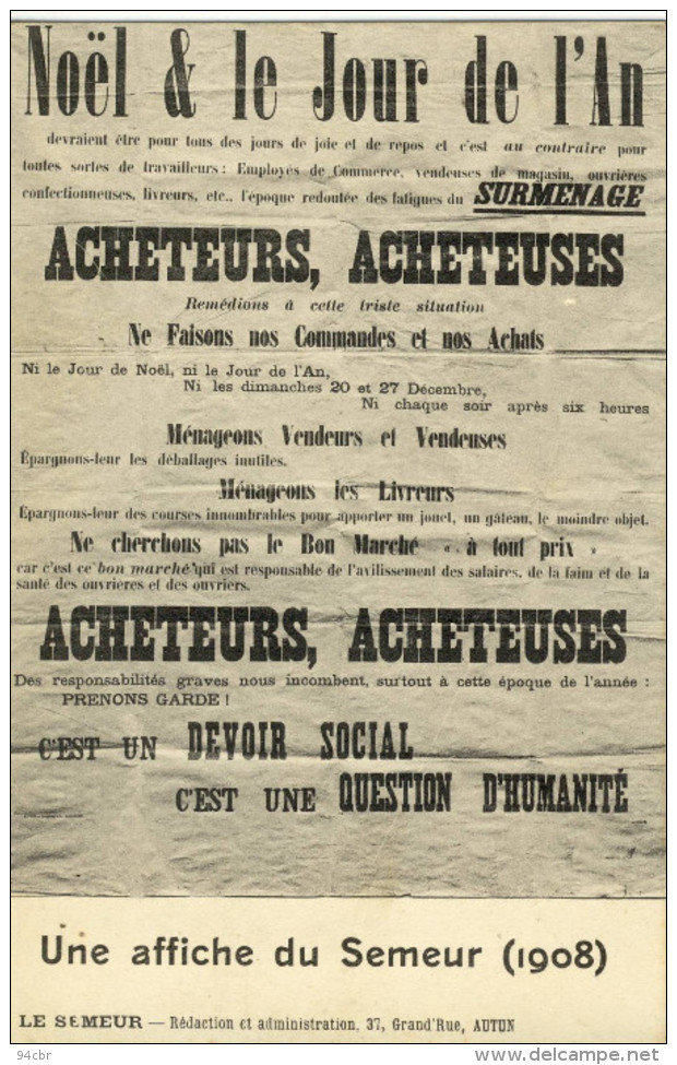 CPA (  Syndicalisme) Acheteurs Acheteuses  Noel Et Jour De L An (b Theme Bur) - Labor Unions