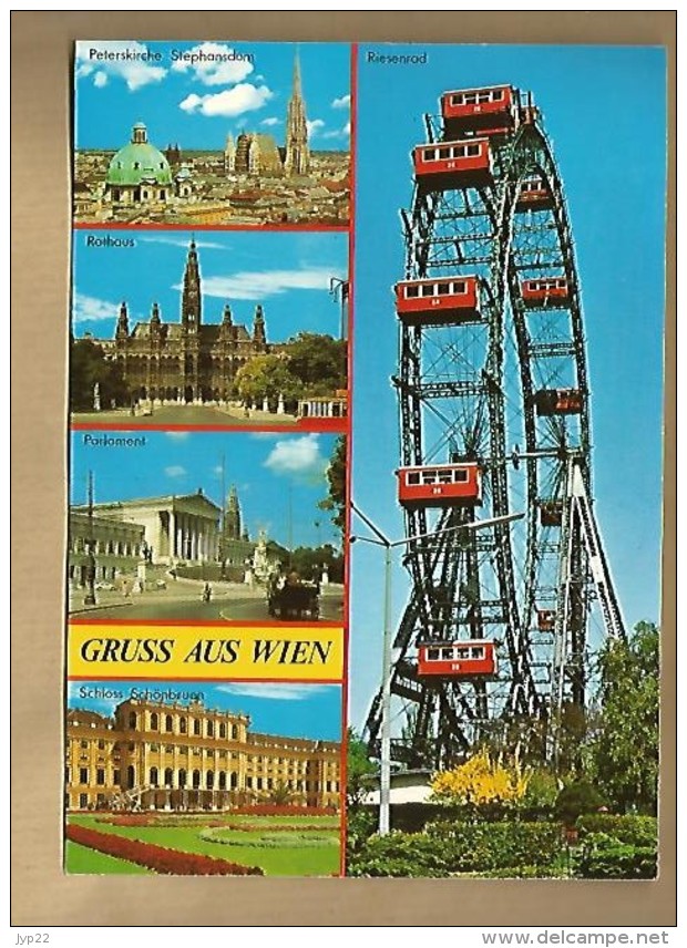 Jolie CP Autriche Osterreich Gruss Aus Wien Multivue Vienne - CAD 10-08-1988 / 1 TP - Flamme Steiermark - Grande Roue - Autres & Non Classés