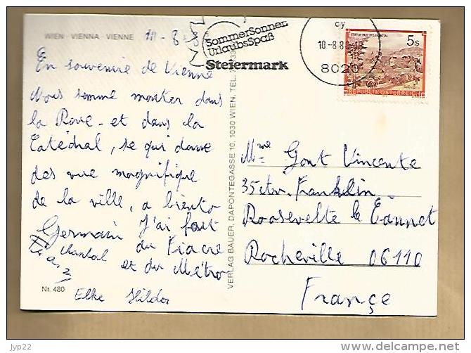 Jolie CP Autriche Osterreich Gruss Aus Wien Multivue Vienne - CAD 10-08-1988 / 1 TP - Flamme Steiermark - Grande Roue - Autres & Non Classés