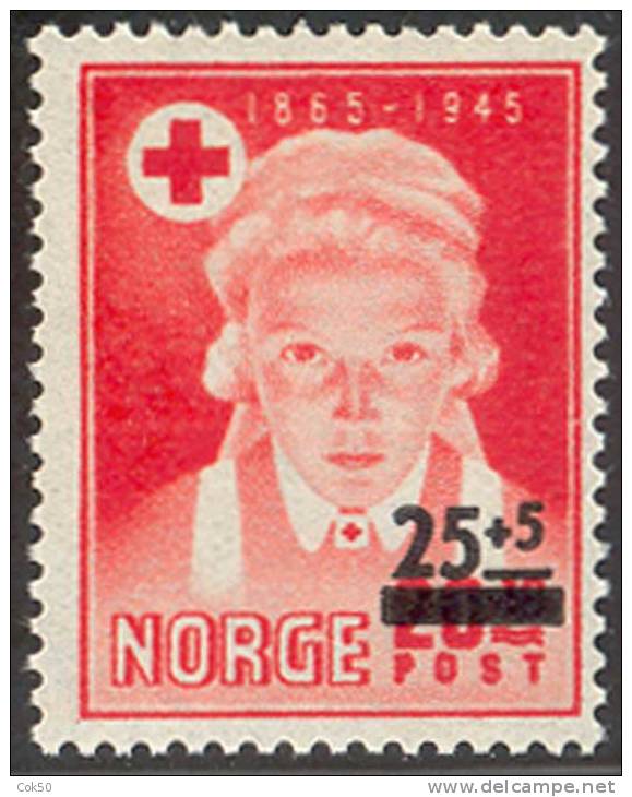 NORWAY - Michel Cat.no. 338 Type II «Red Cross Provisorium» , MNH - Nuovi