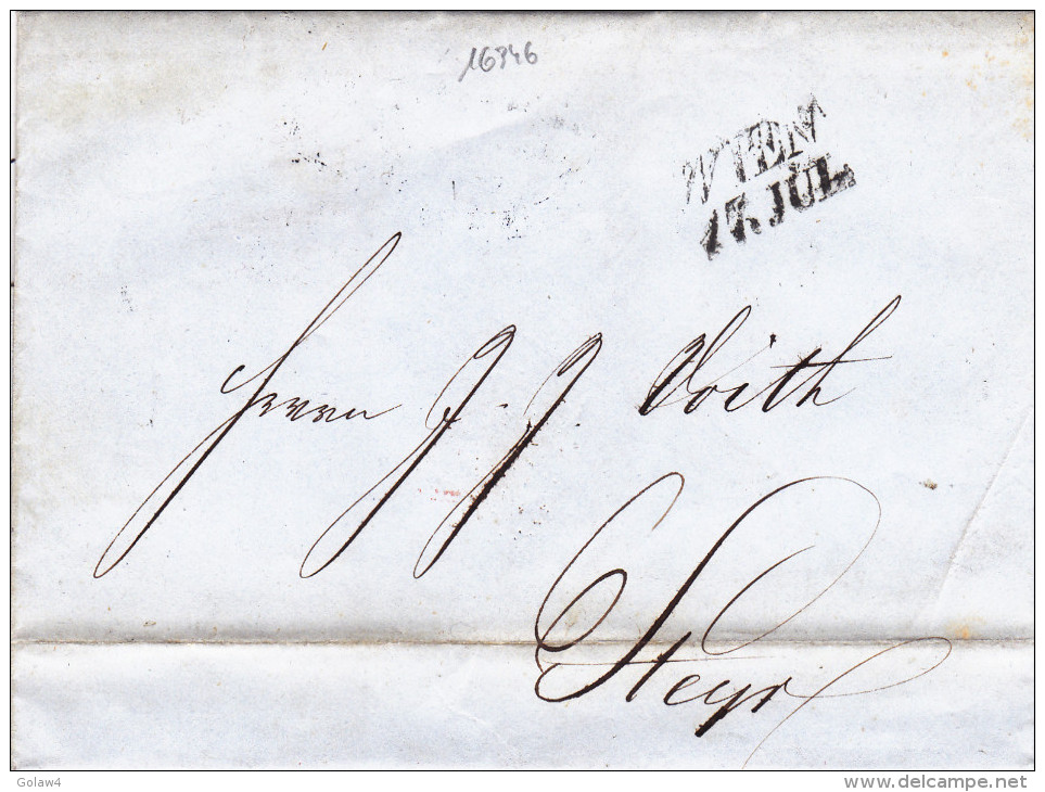 16346# AUTRICHE LETTRE Obl WIEN 1847 STEYR OESTERREICH - ...-1850 Prephilately