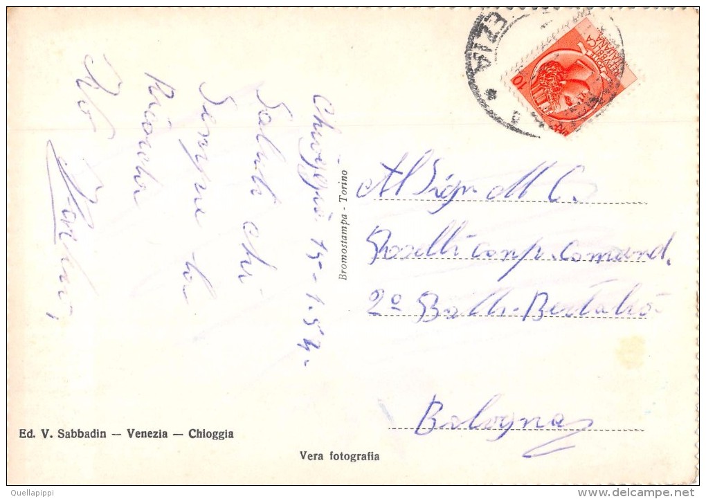 04578 "CHIOGGIA - PESCHERIE"  ANIMATA, BARCHE. CART  SPED 1954 - Pesca