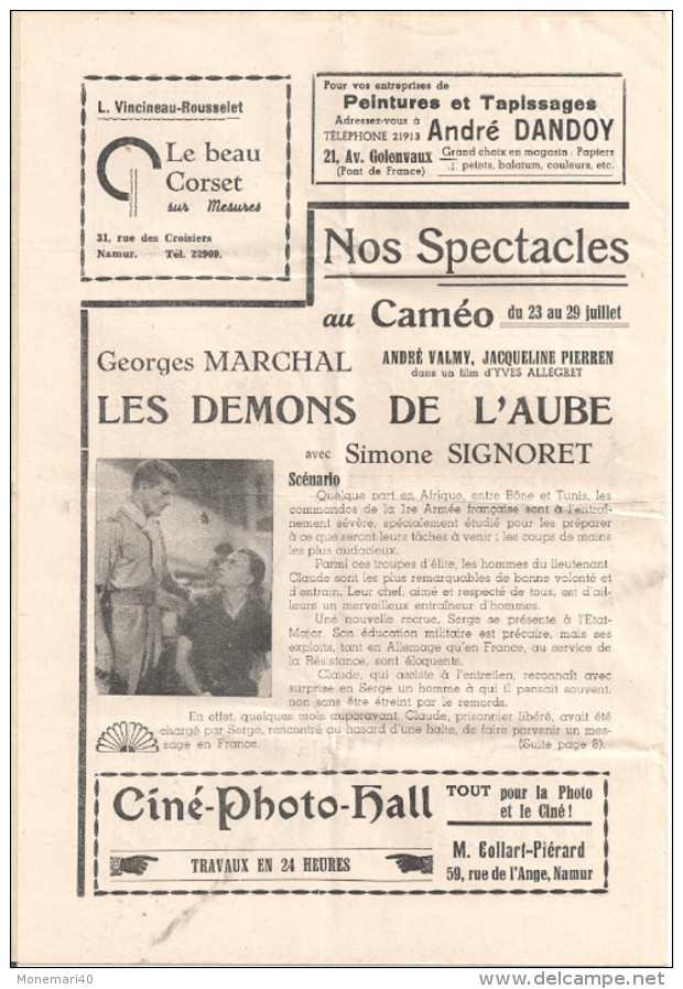 CINÉ NAMUR - MAGAZINE (N° 70 Du 23 Juillet 1948) - 8 PAGES. - Zeitschriften