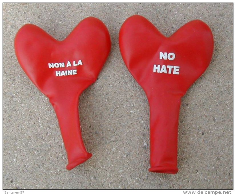Ballon Gonflable Rouge En Forme De Coeur Non à La Haine No Hate - Other & Unclassified