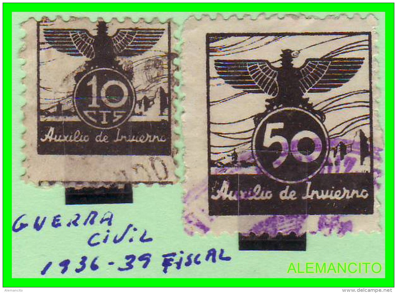 ESPAÑA  - ( EUROPA )  2 VIÑETAS IMPUESTOS DE GUERRA  AÑO 1936 - Postage-Revenue Stamps